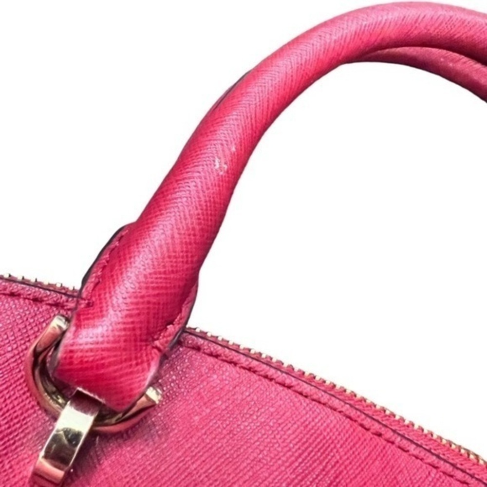 🎉SALE🎉 Michael Kors Dome Emmy Saffiano Leather Bag‎ Red Gold Hardware CLASSIC - Picture 9 of 12